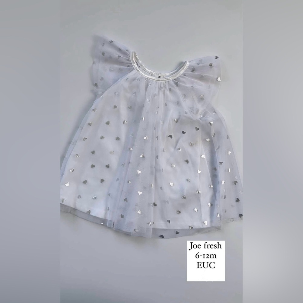 🩵 4/$20 Joe Fresh White and Silver Heart Dress